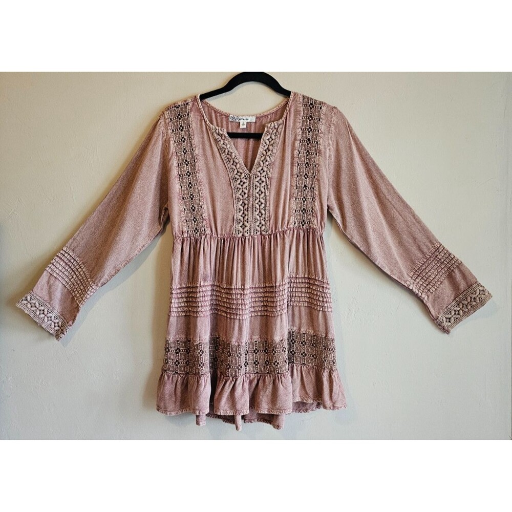 Womens Size Medium  choc brown rayon/lace trim Comfort Boho-Laffaire brand